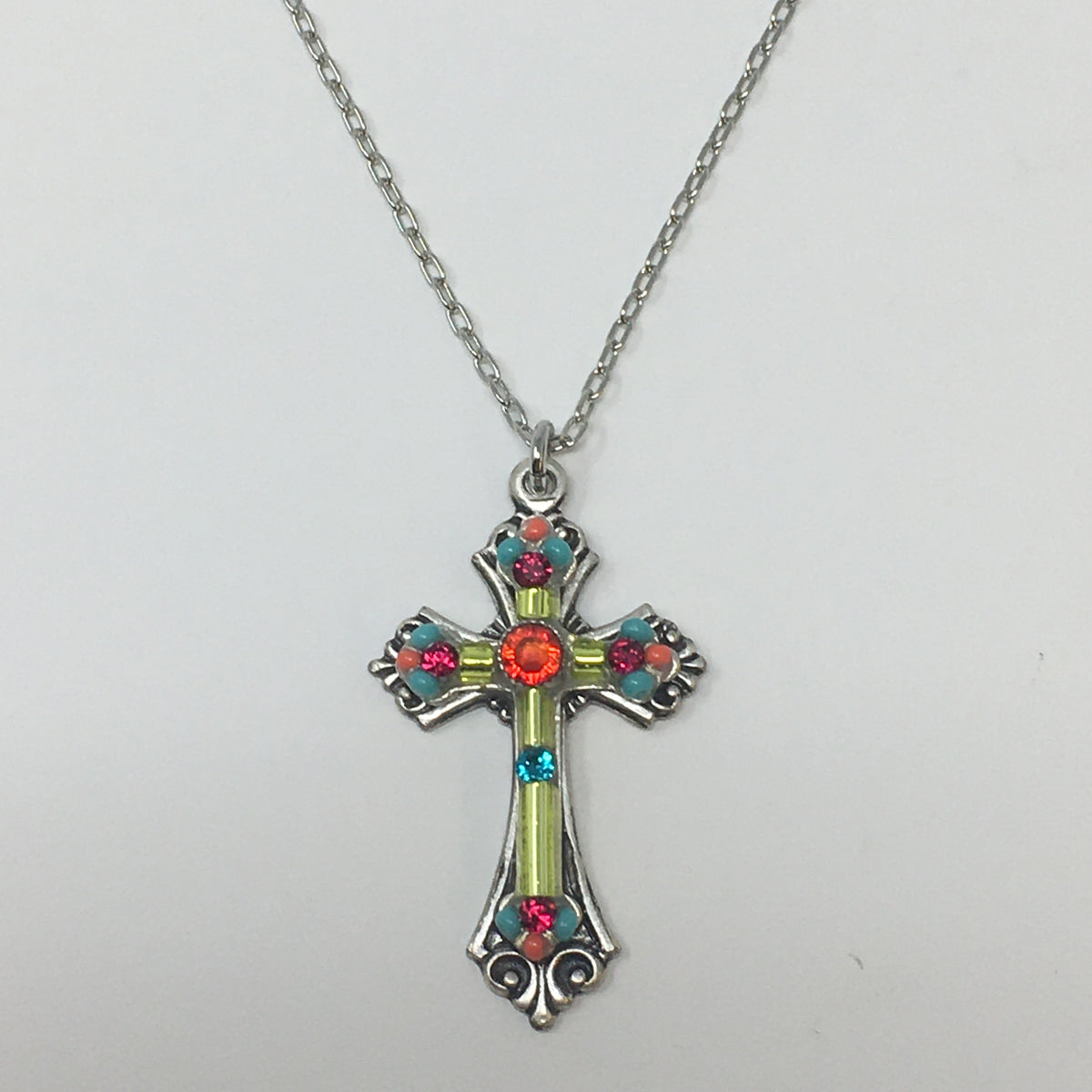 Med. Mosaic Cross Pendant Necklace