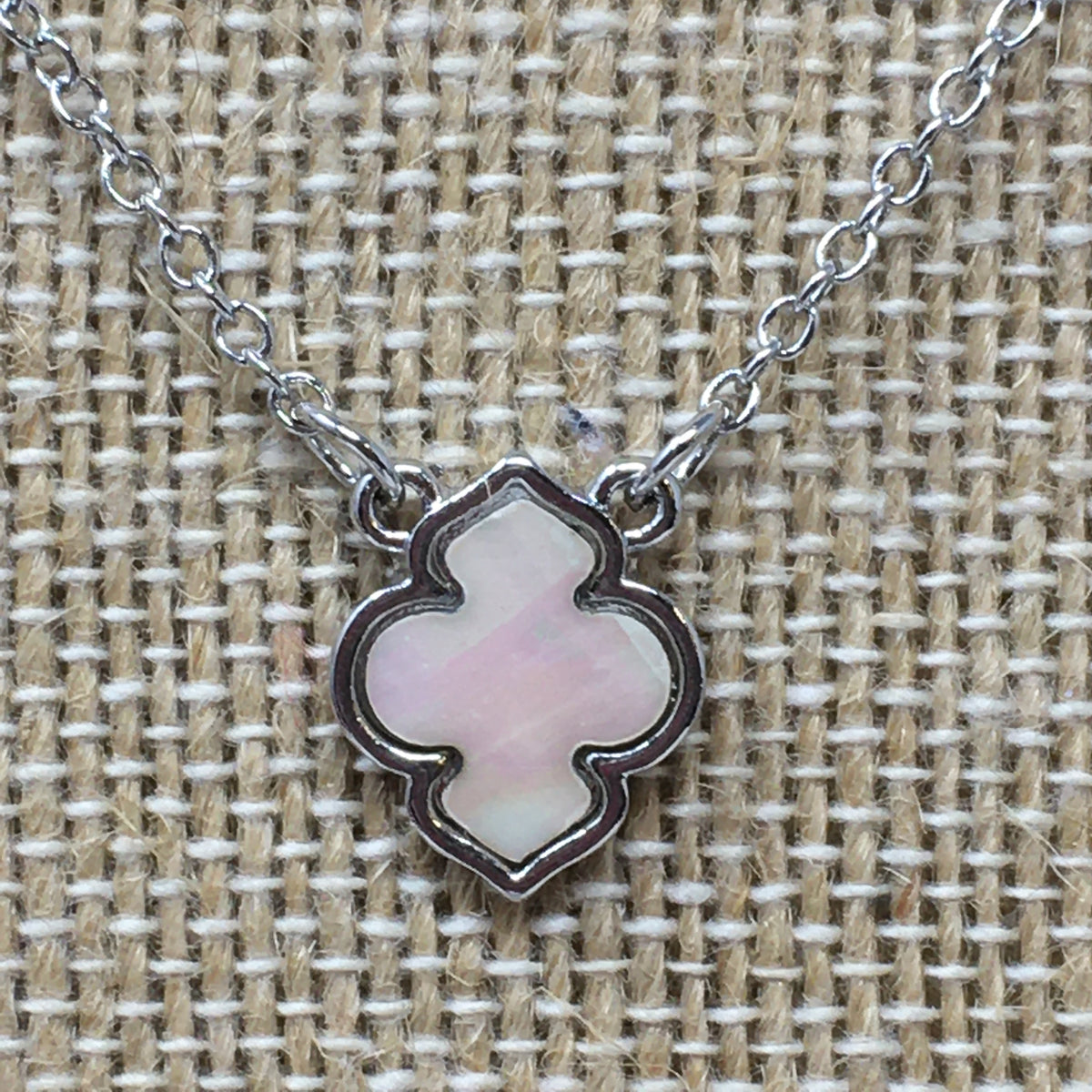 16&quot; Silver Necklace w/ Quatrefoil Charm