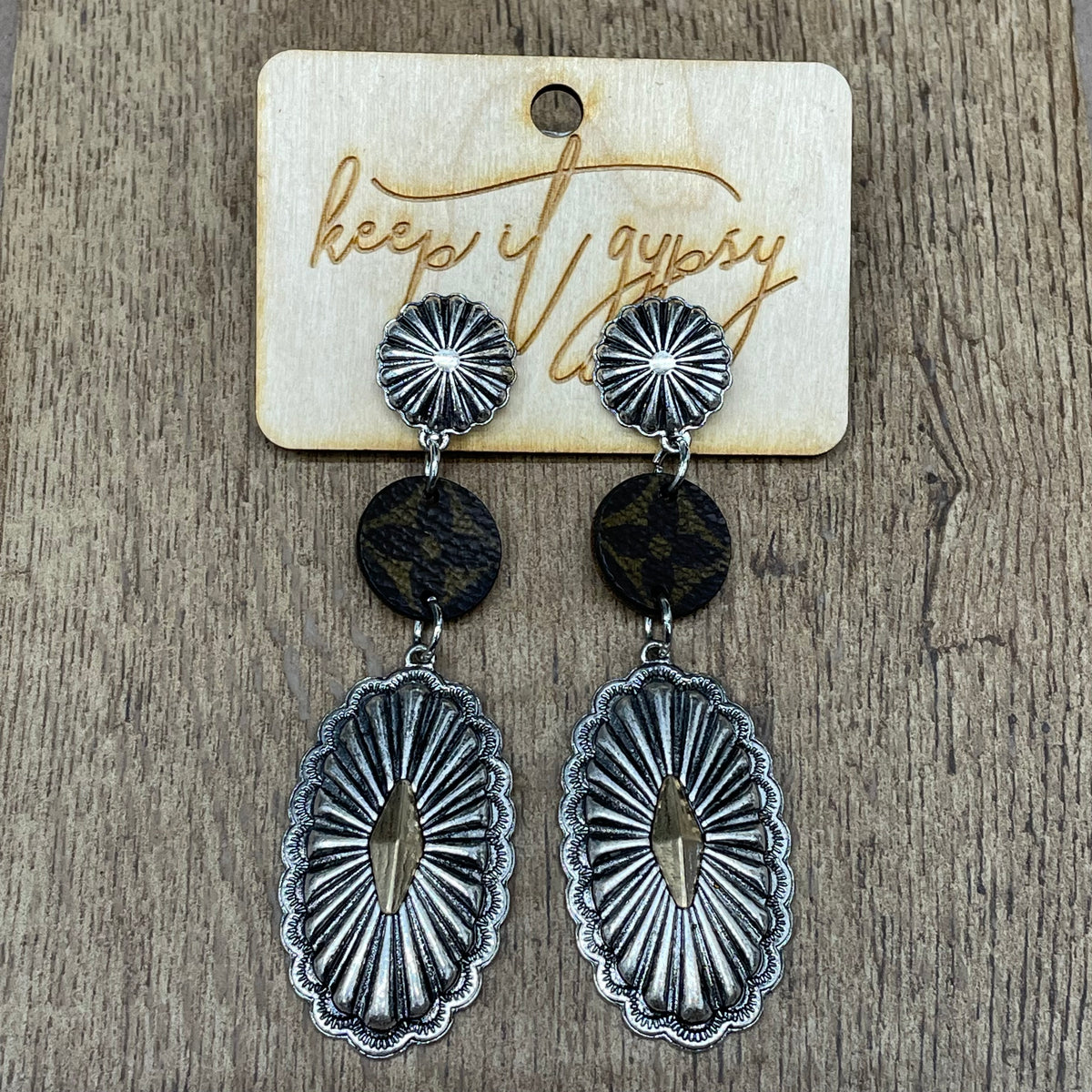 Gypsy LV Silver w/ Gold Diamond Center Earrings - My Secret Garden