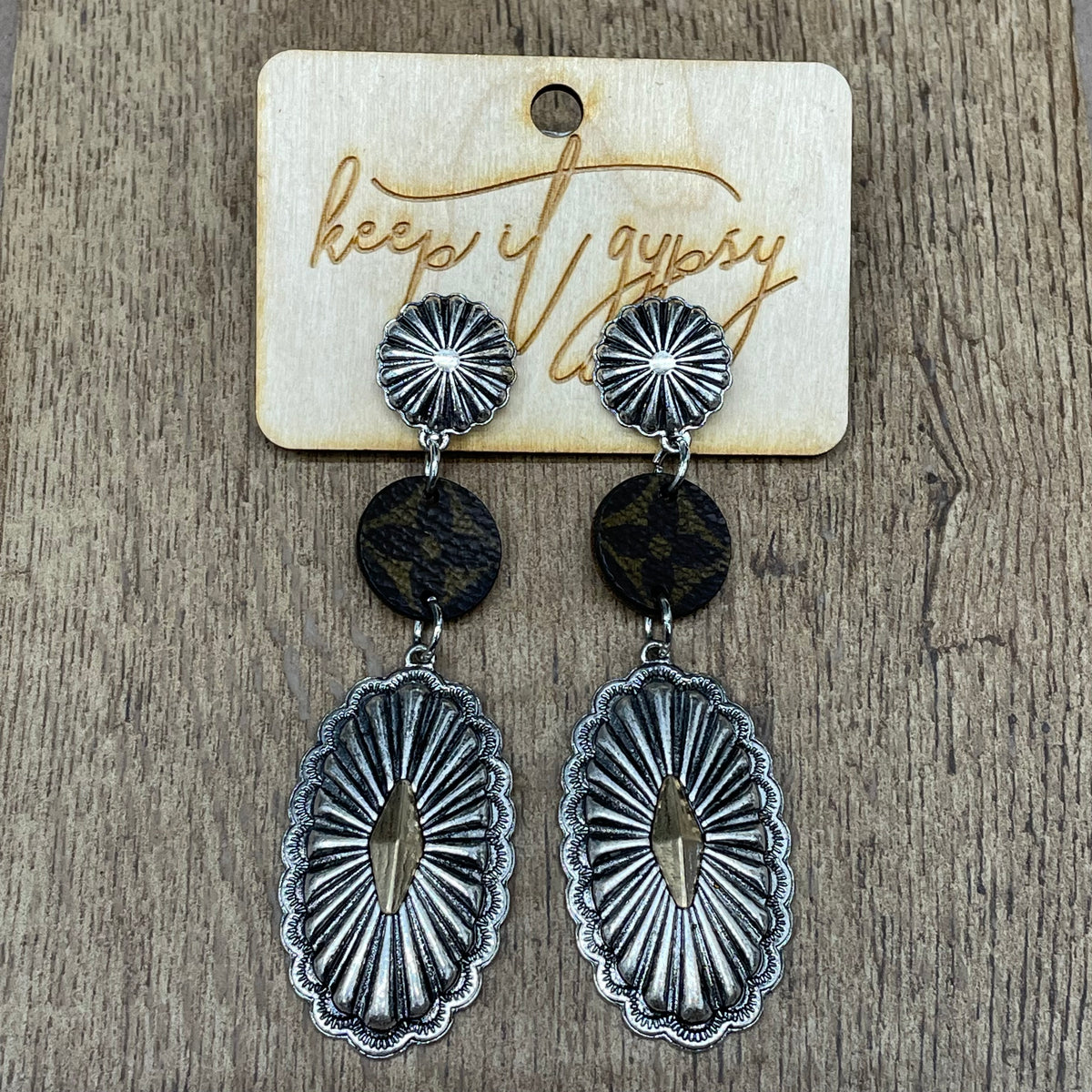 Gypsy LV Silver w/ Gold Diamond Center Earrings