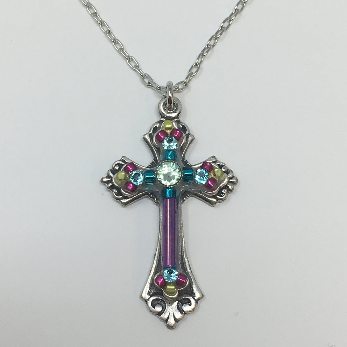 Med. Mosaic Cross Pendant Necklace