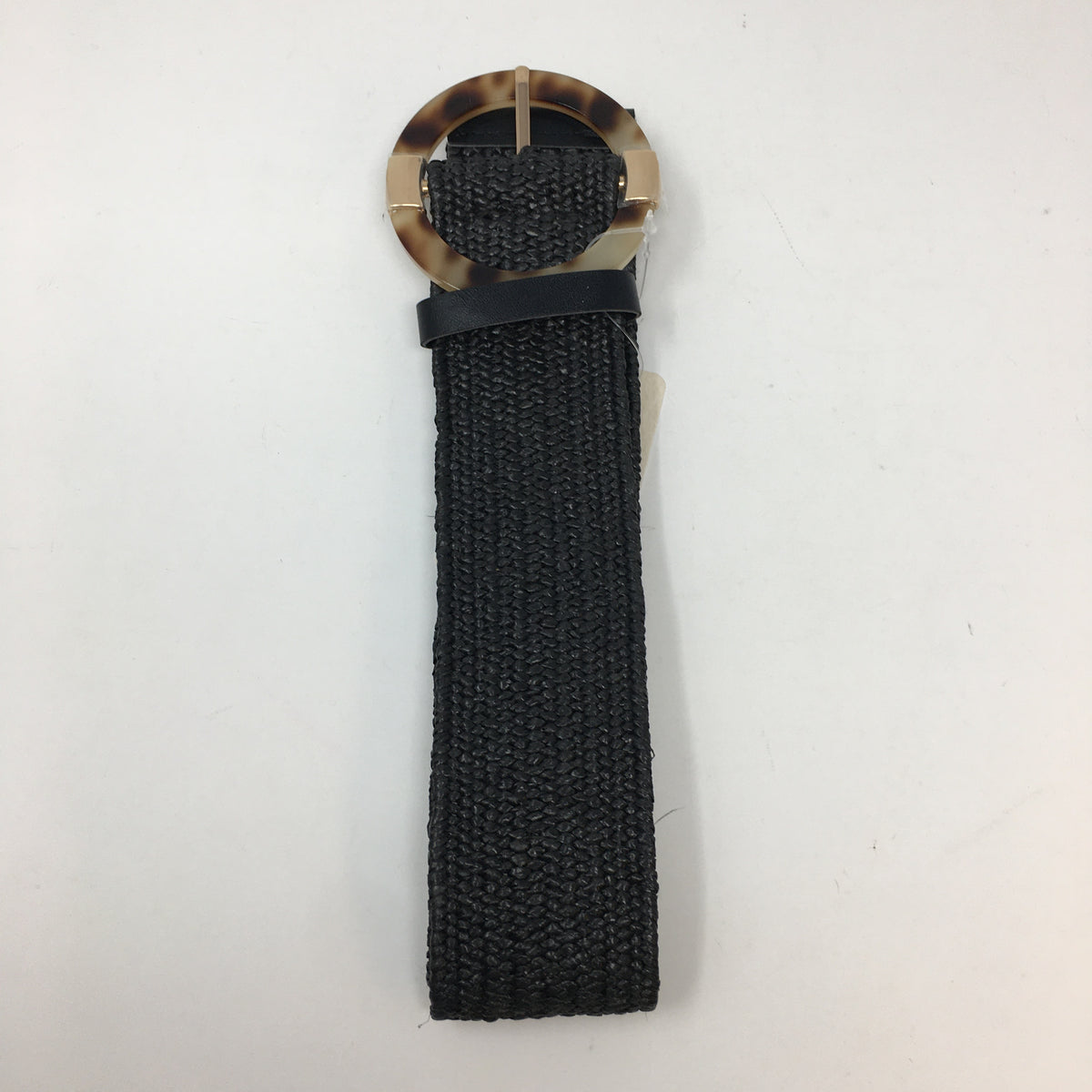 Wide Straw Circle Buckle Belt
