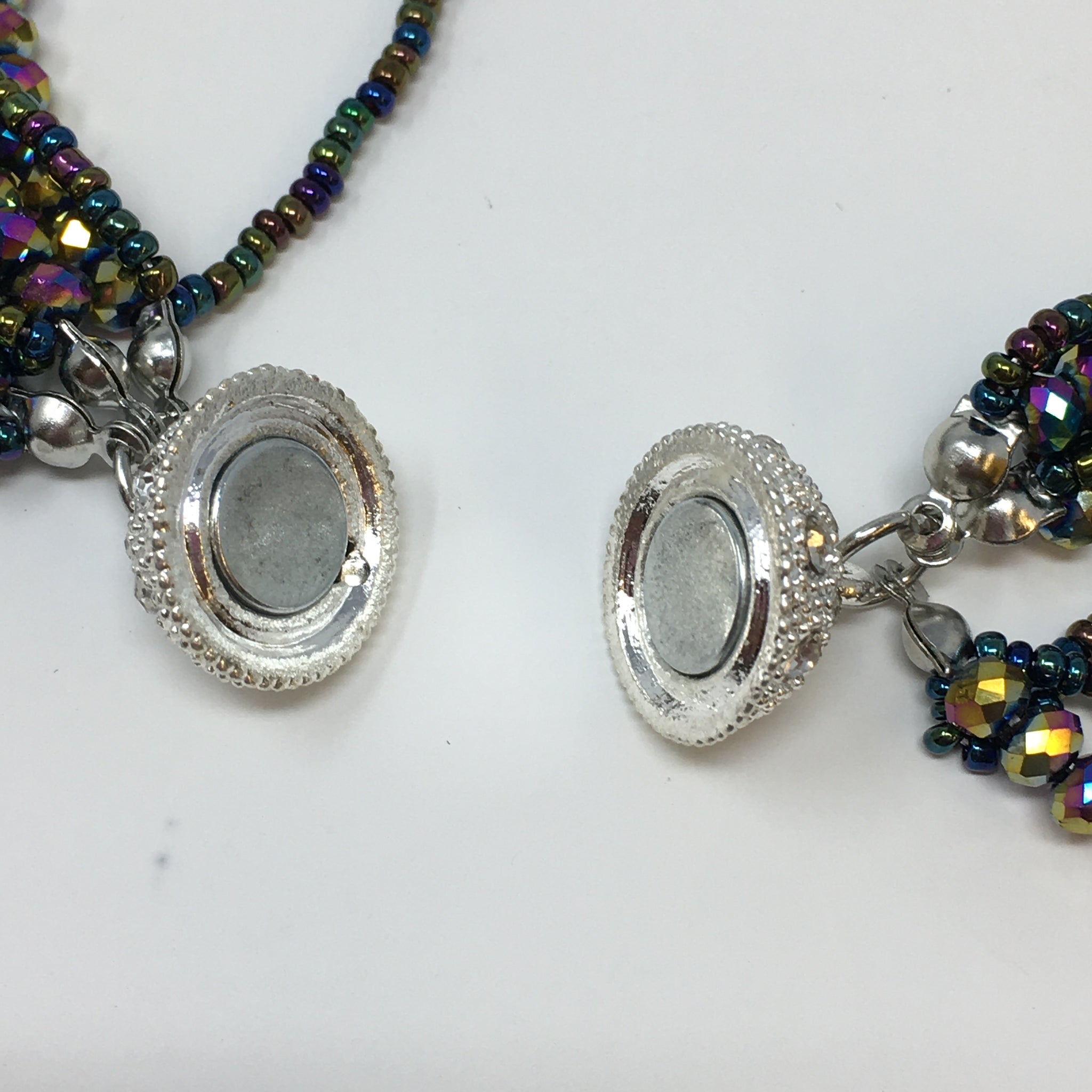 Multi Strand Magnetic Necklace/Bracelet/Earring Set Deep Purple