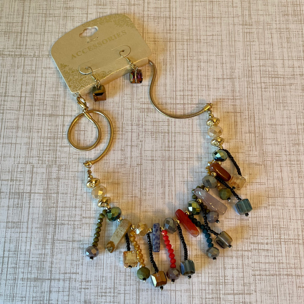 Beaded Chunky Necklace &amp; Earring Set