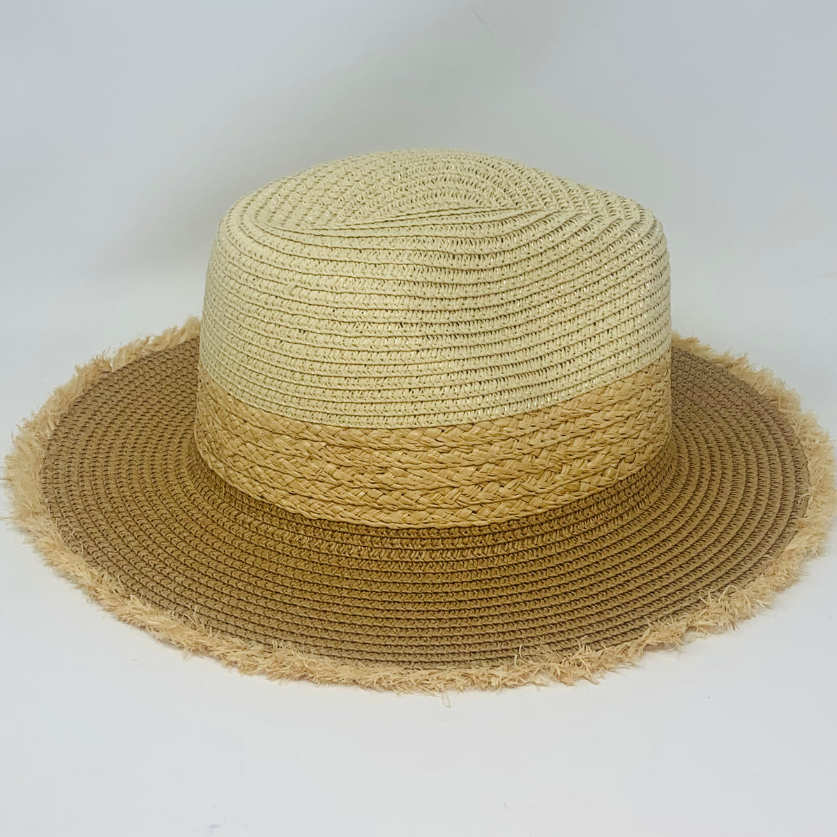 Taupe Straw Wide Brim Fedora