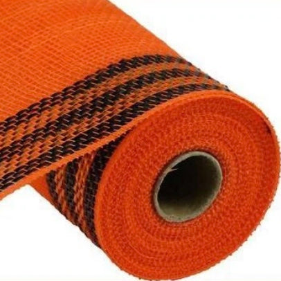 Border Stripe Metallic Mesh Orange/Black 10.5x10yd