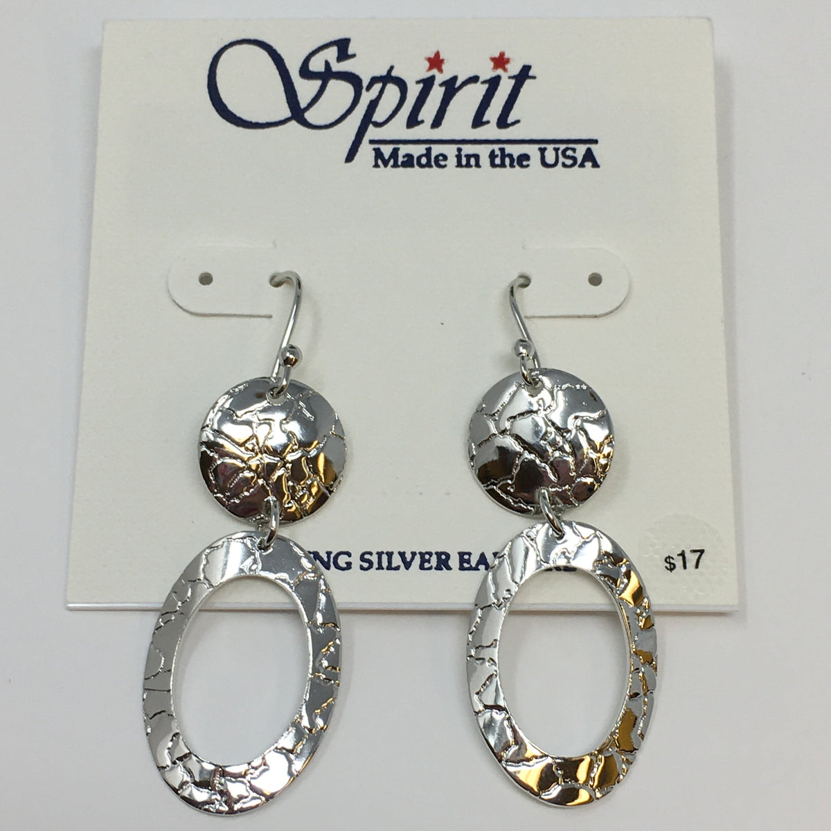 Textured Disc w/ Open Oval Drop Earrings Spirit