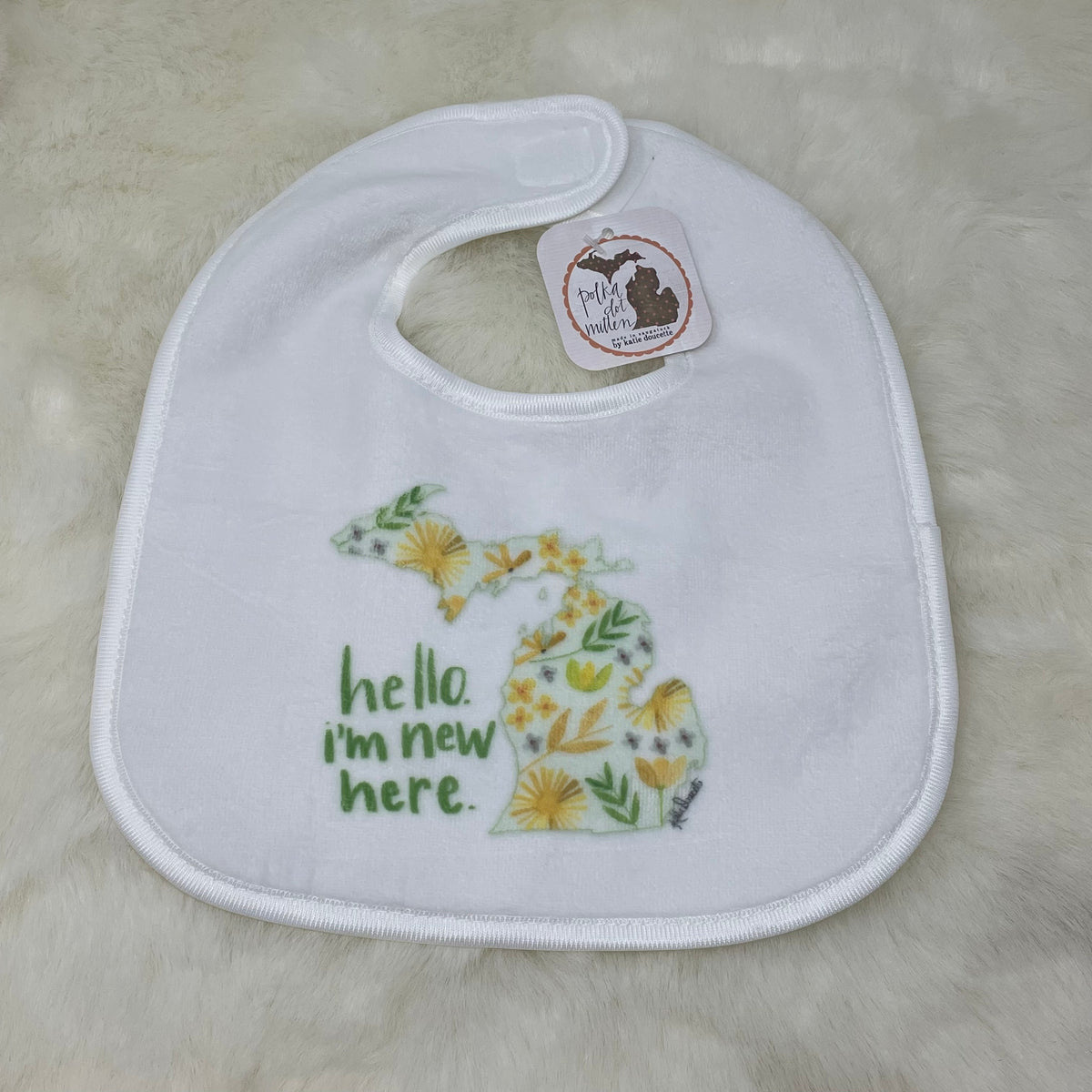 Hello I&#39;m New Here Baby Bib