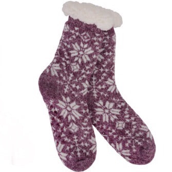 Heather Blend Snowflake Knit Thermal Slipper Socks