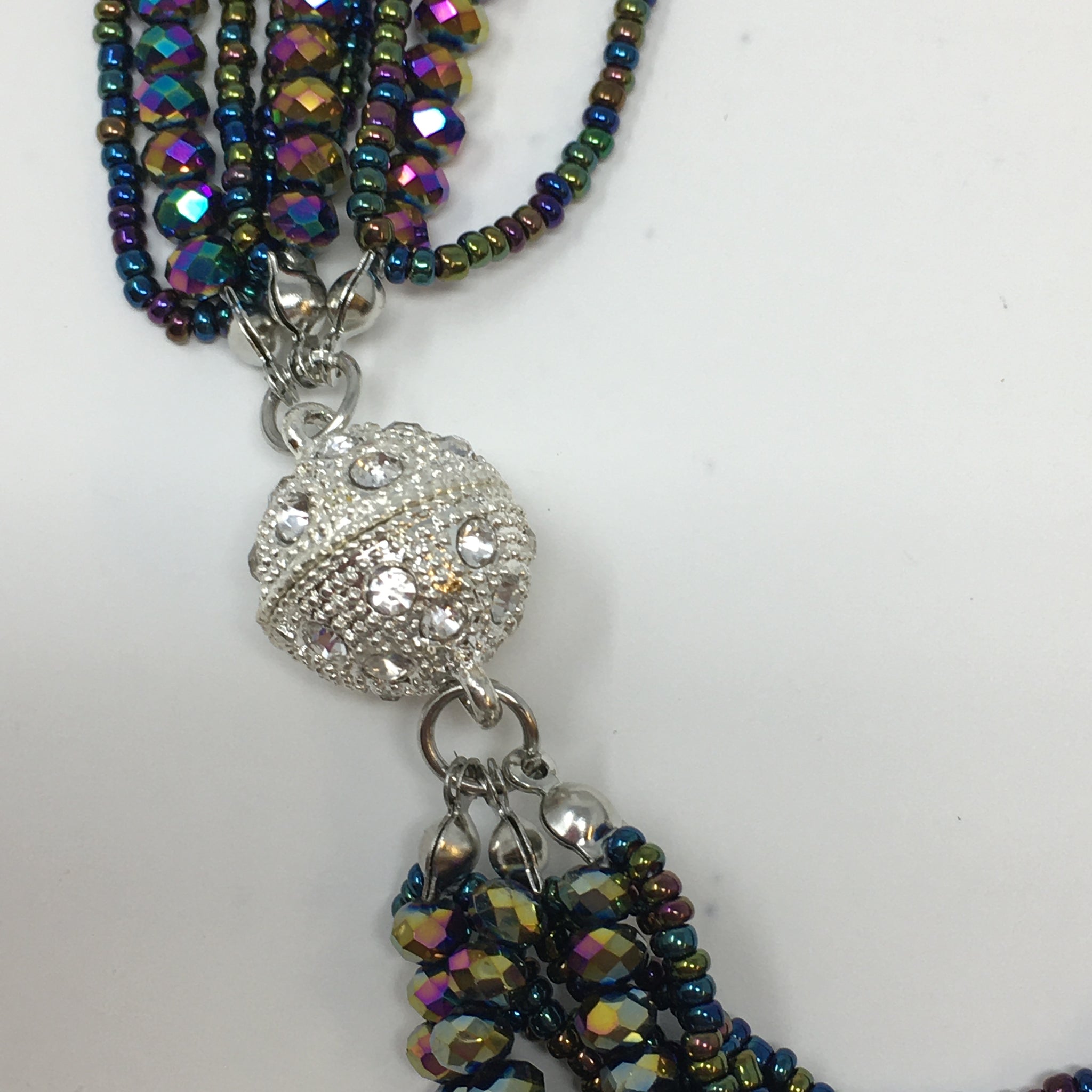 Multi Strand Magnetic Necklace/Bracelet/Earring Set Deep Purple