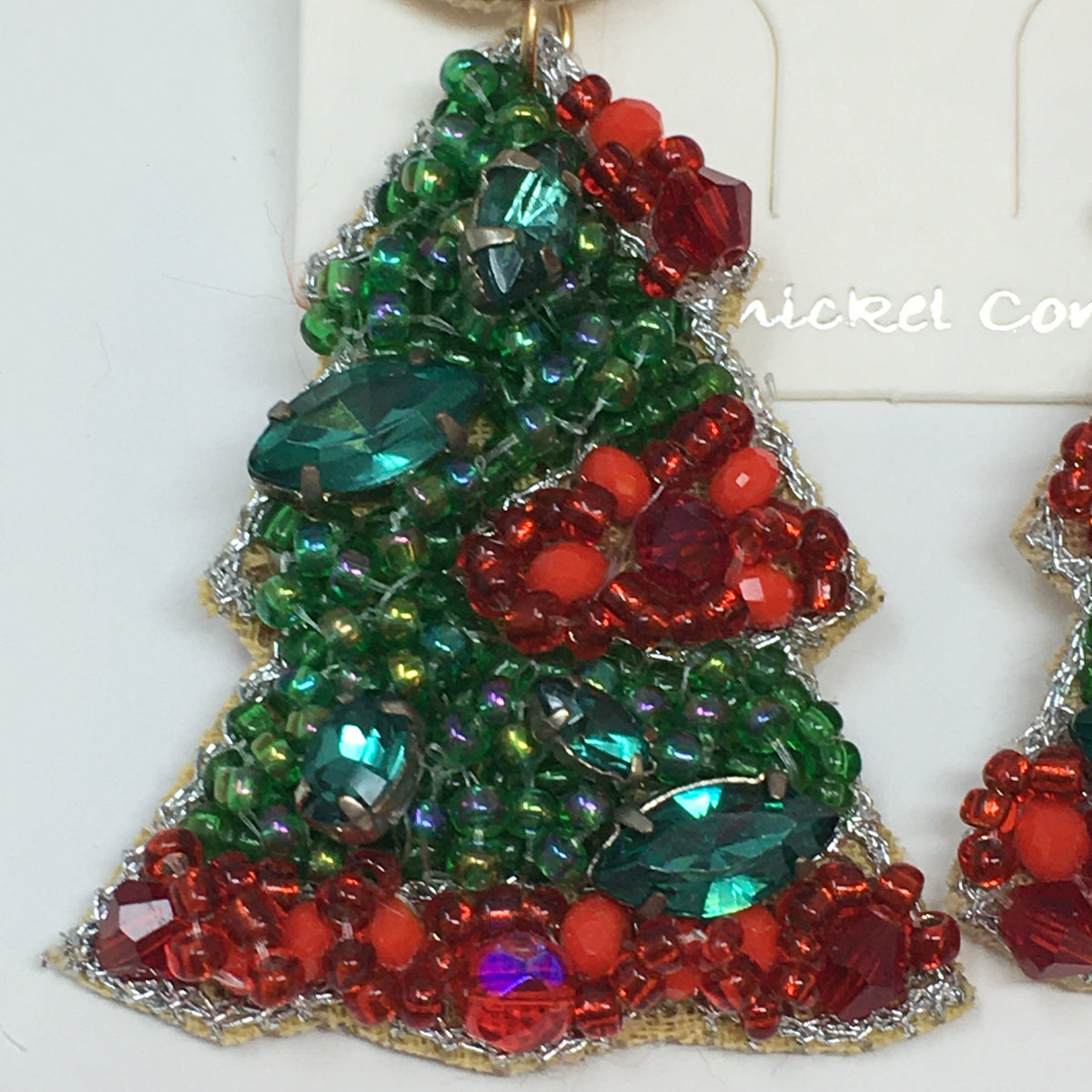 Beaded Christmas Tree Earrings