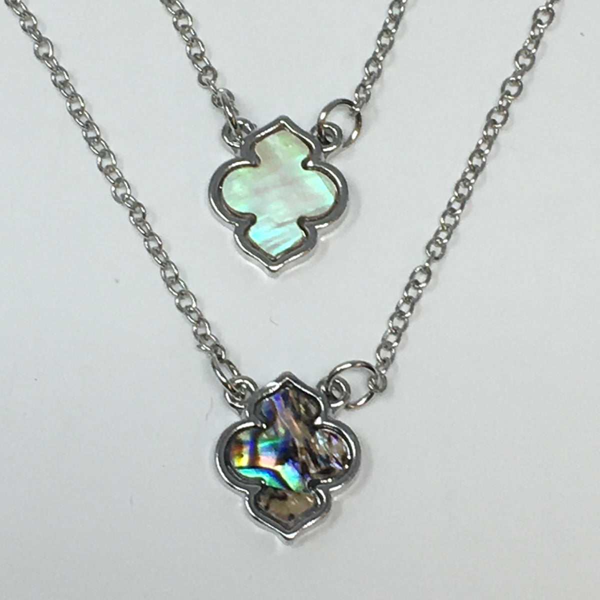 16&quot; Silver Necklace w/ Quatrefoil Charm