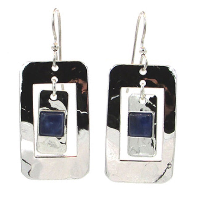 Nested Rectangles w/ Square Stone Earrings