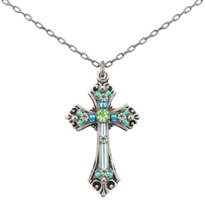 Med. Mosaic Cross Pendant Necklace