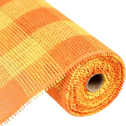 Orange/Yellow Plaid Woven Paper Mesh