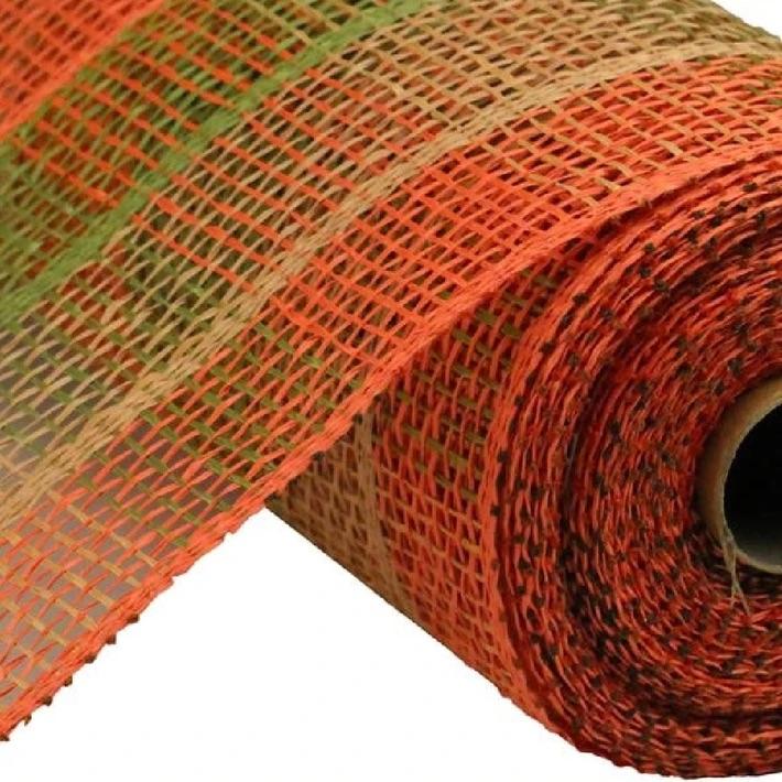 Orange/Green/Tan Burlap Mesh 21x10yd