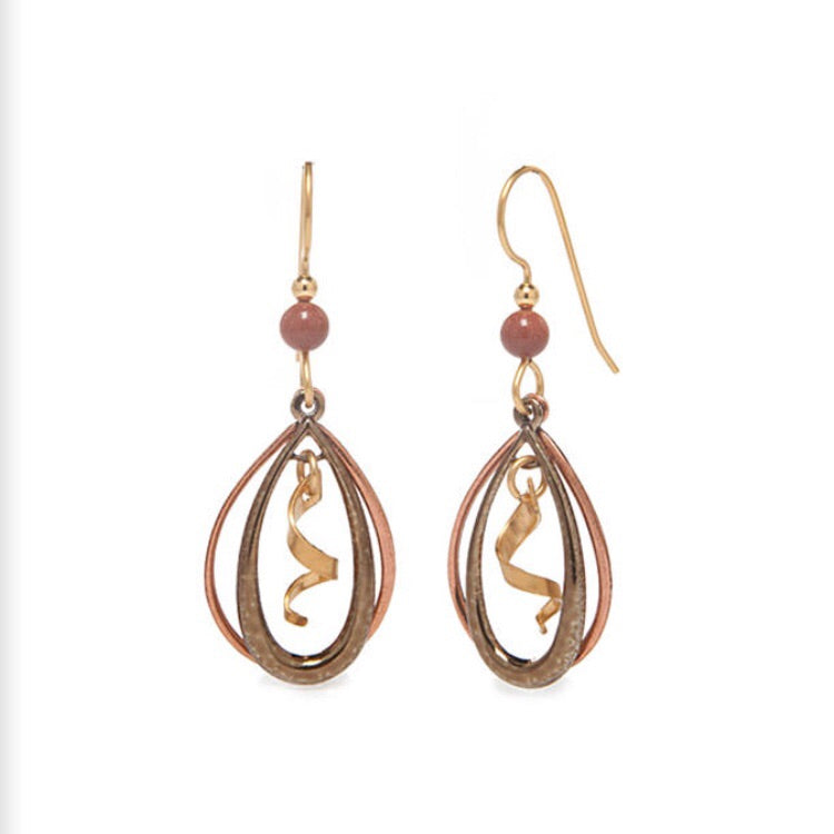 Gold/Copper Open Tear Duo w/ Spiral Earrings