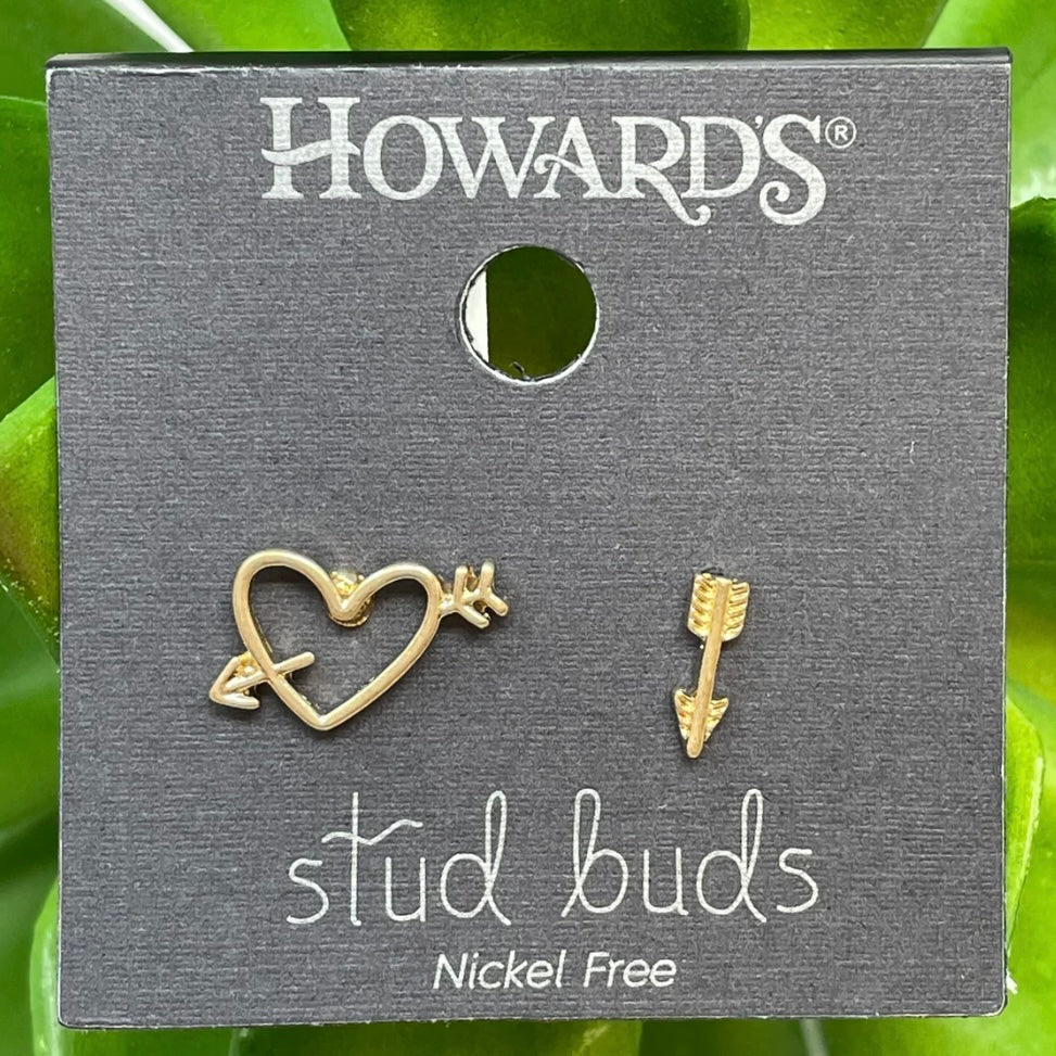 Heart &amp; Arrow Stud Buds Earrings