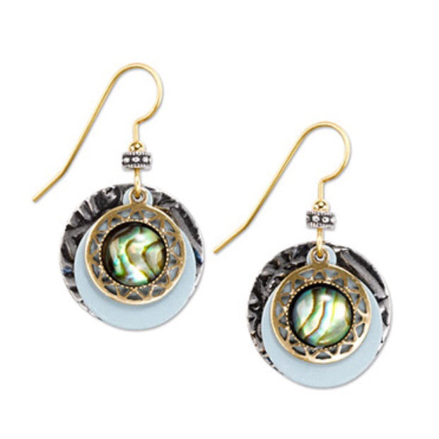 Abalone Stone on Layered Rounds Earrings