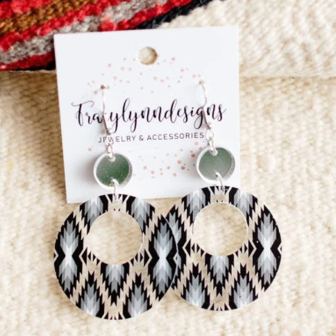 Black Mirrored Aztec Earrings