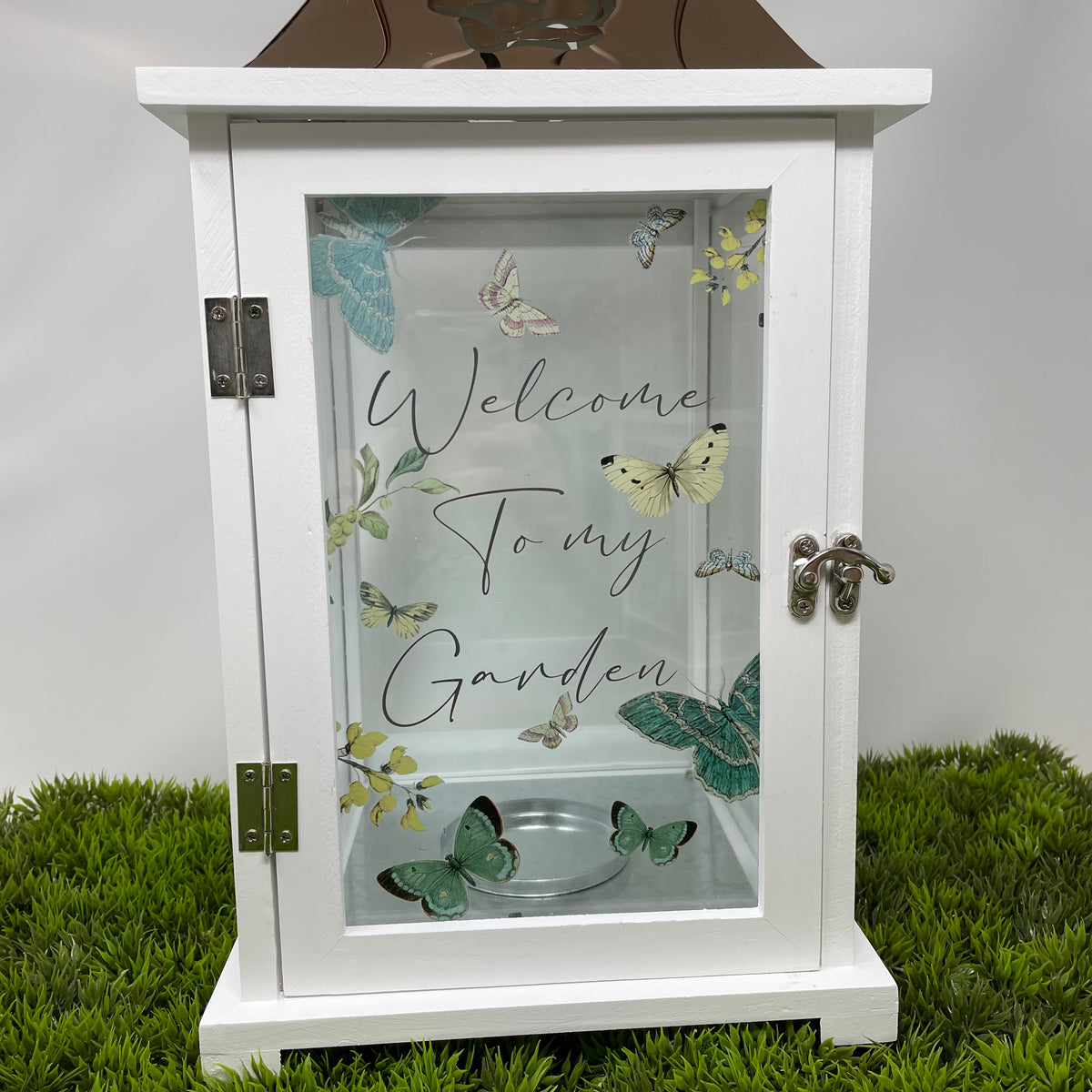 White Wood Welcome Butterfly Terrarium