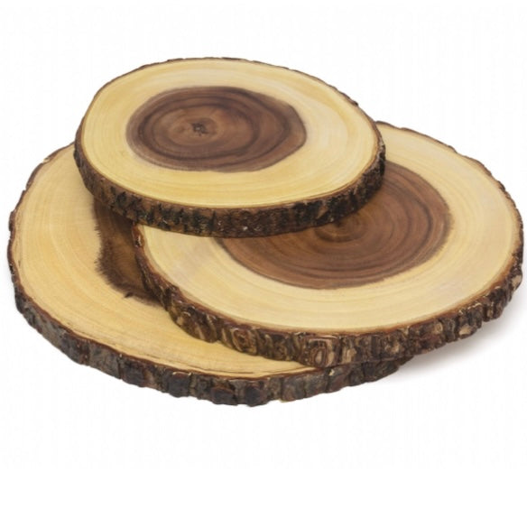 Set of 3 Acacia Bark Slab Board