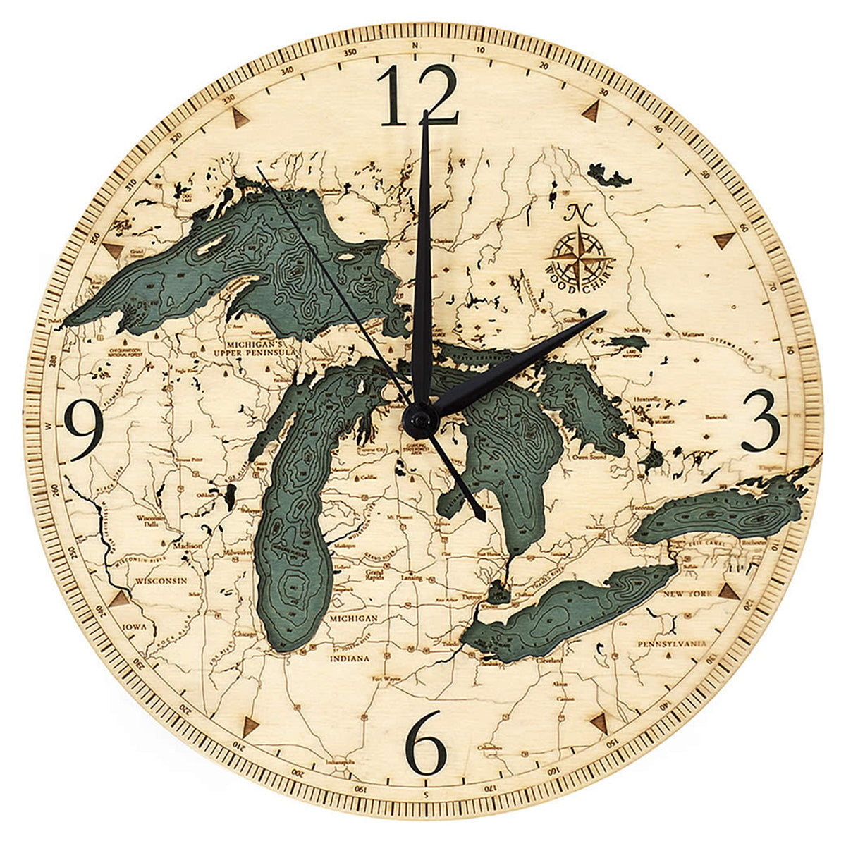 Great Lakes Wood Chart Clock