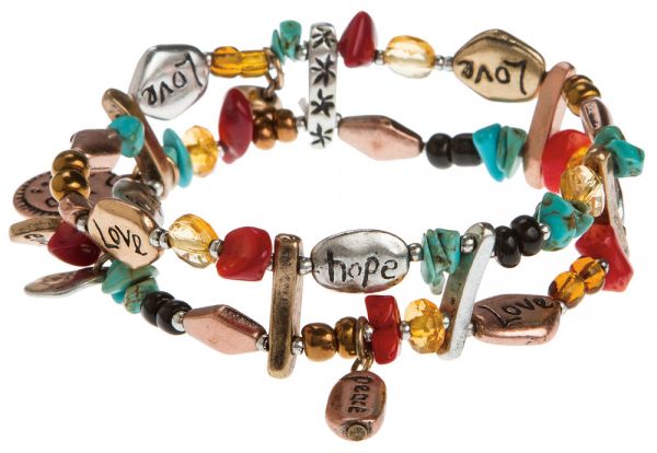 Multi-Metal Stone Chip Inspirational Bracelet