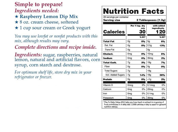 Raspberry Lemon Dip Mix
