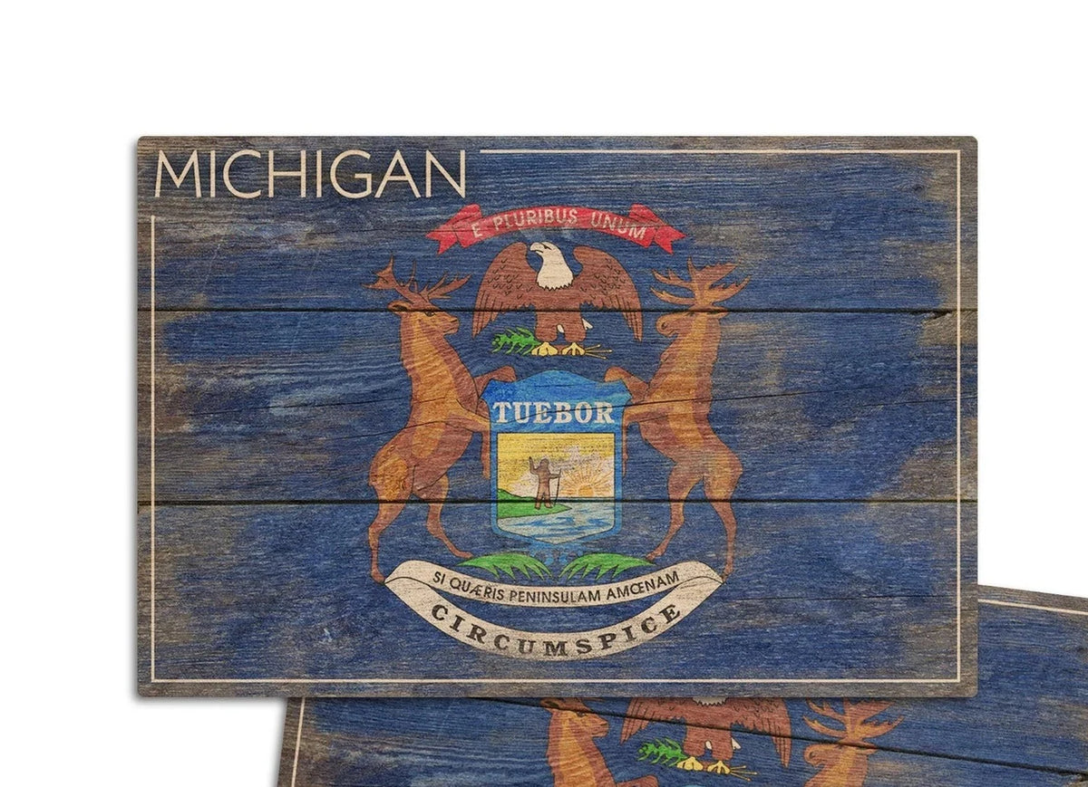 Rustic Michigan State Flag Wall Decor 12X18