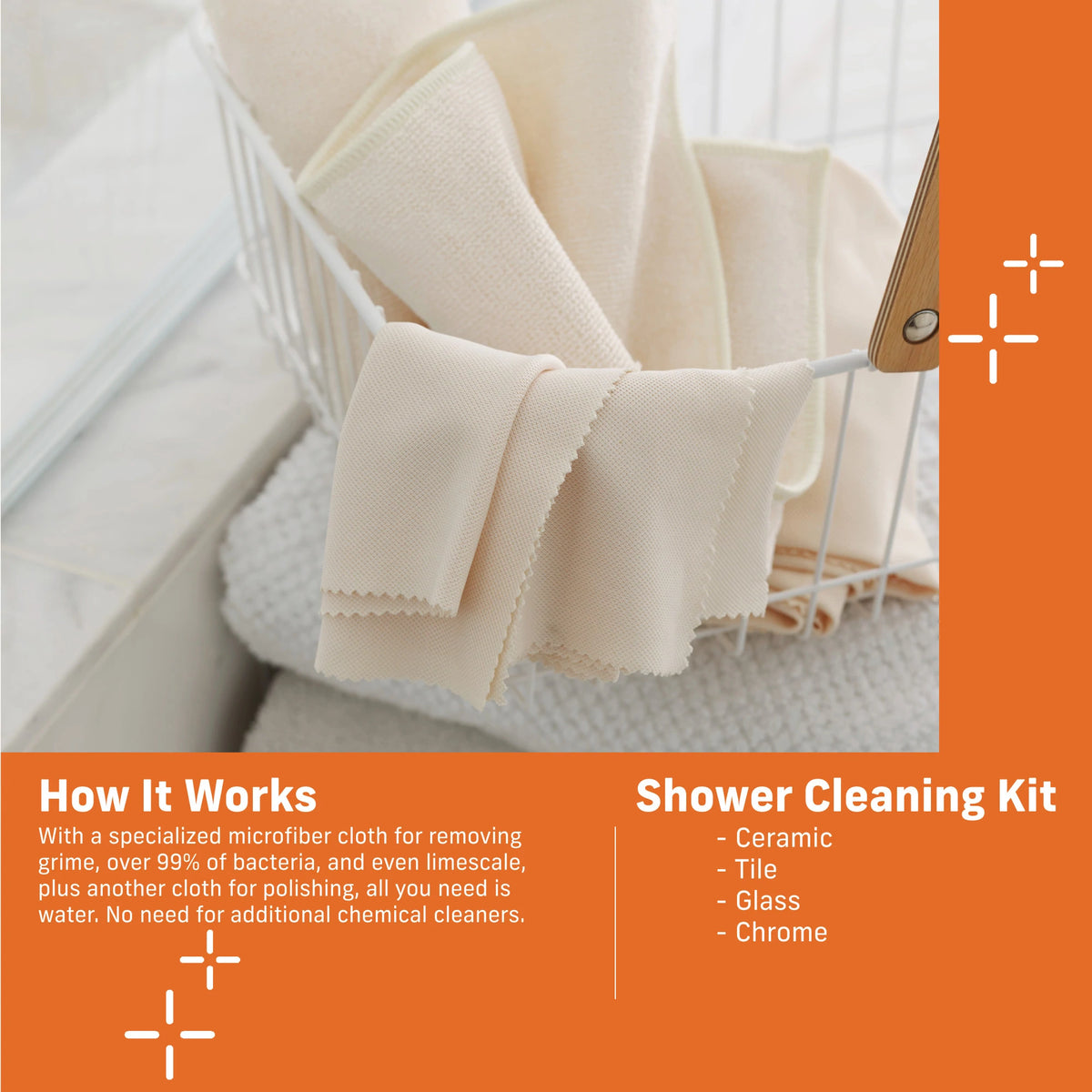 Shower Cleaning Kit 2 Cloths