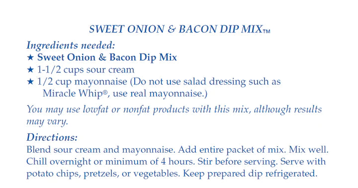Sweet Onion &amp; Bacon Dip Mix